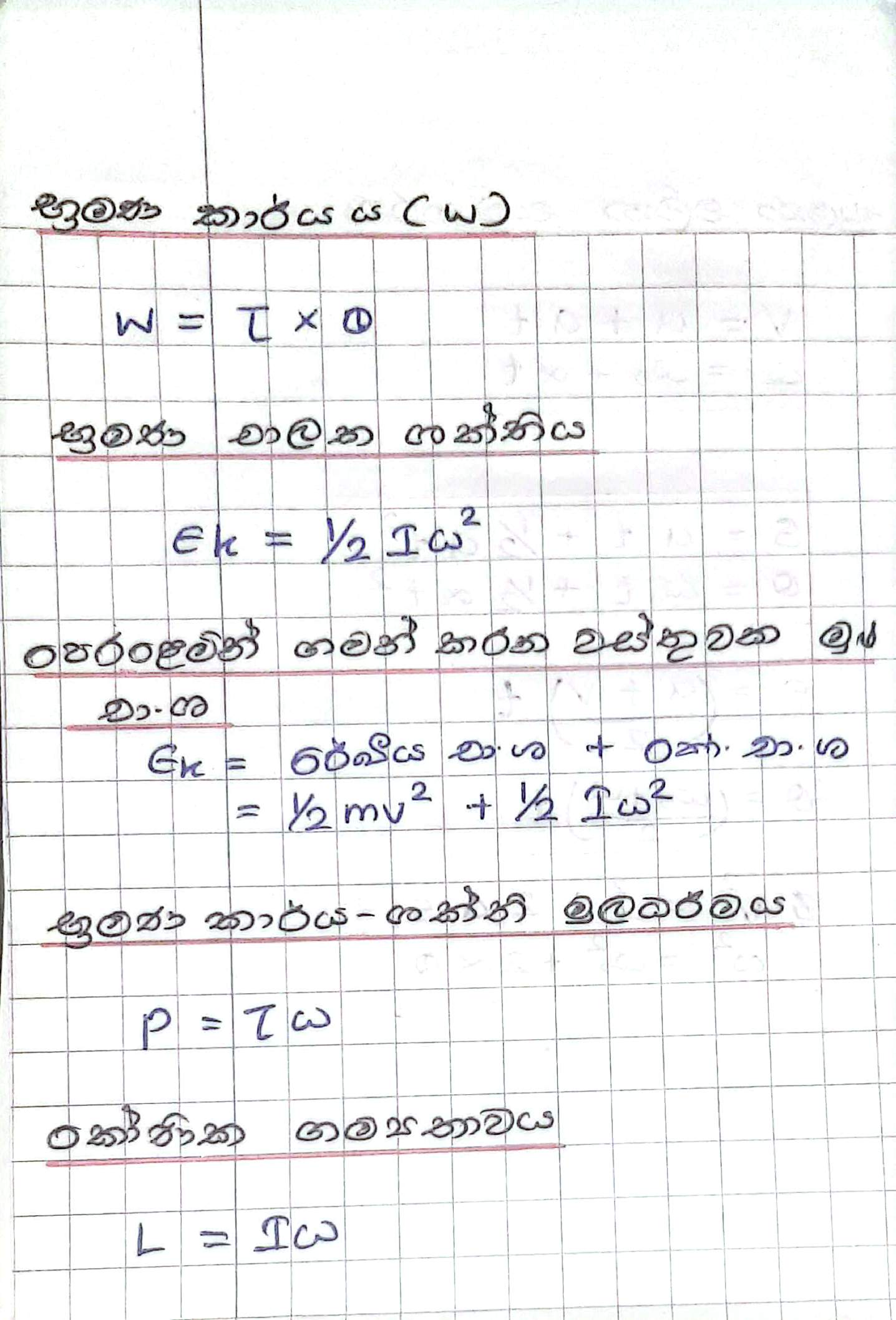කෝණික චලිතය සමීකරණ | SHORT NOTE