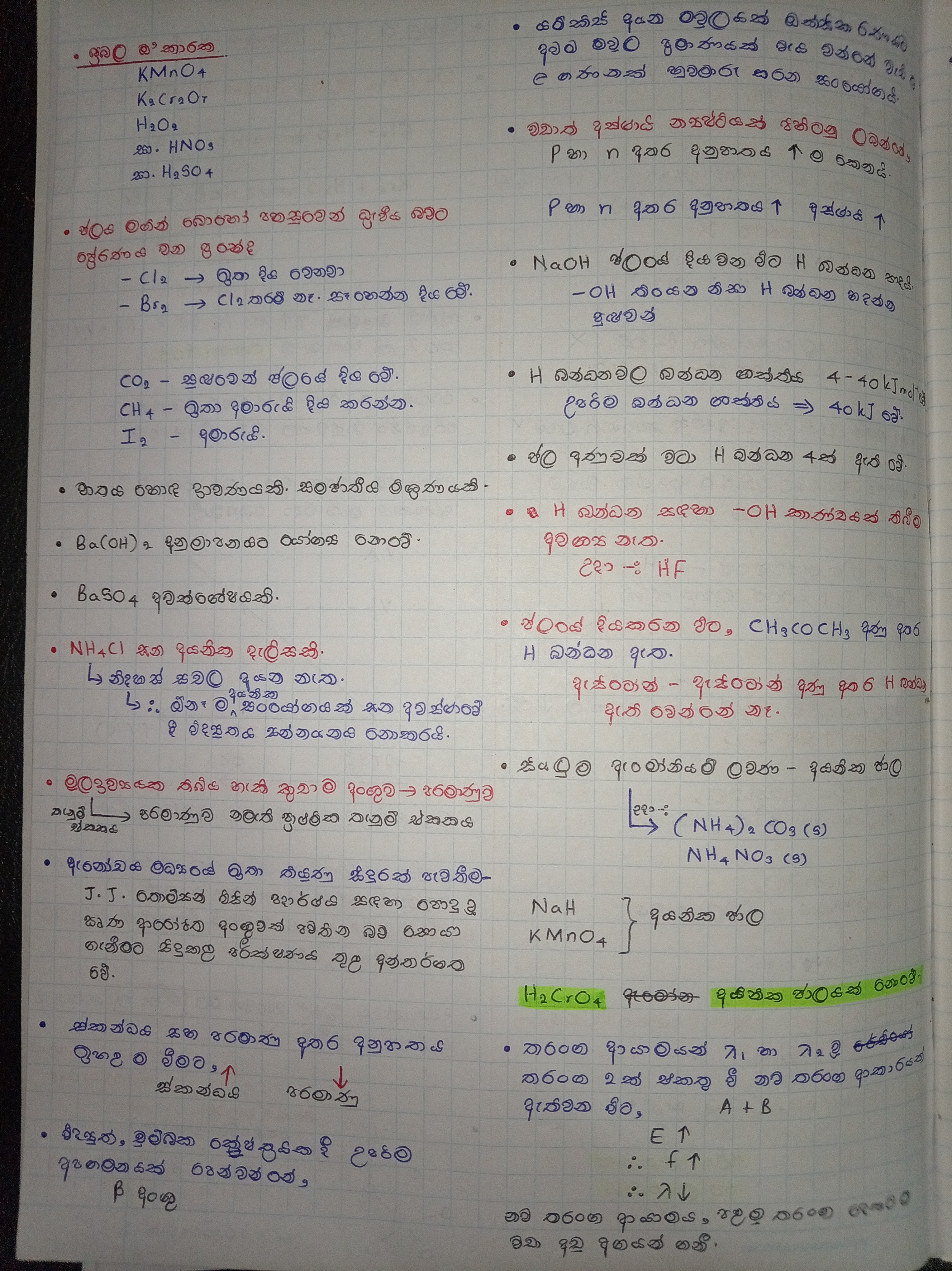 Chemistry Mixed MCQ POINTS