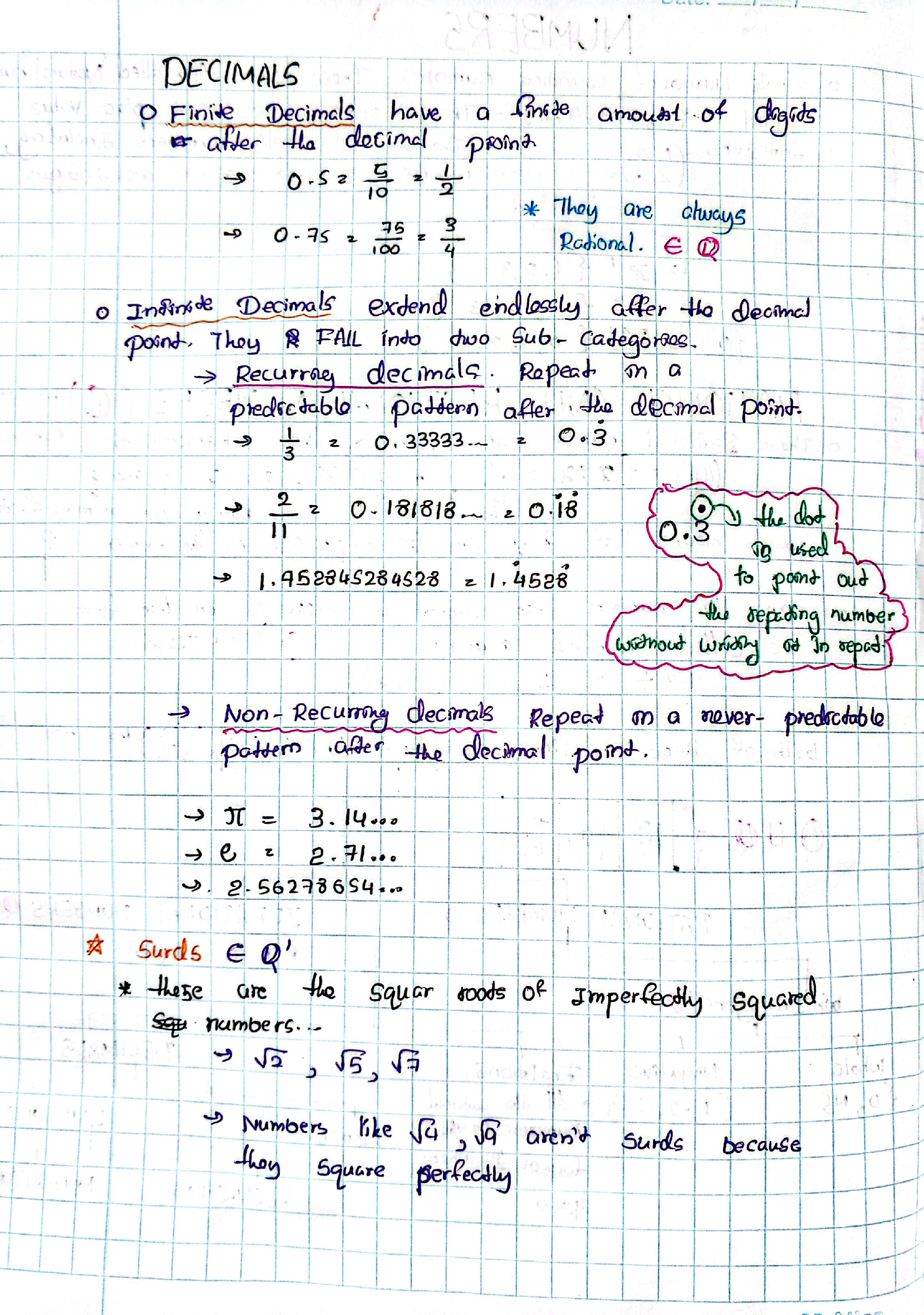 Numbers | SHORT NOTE