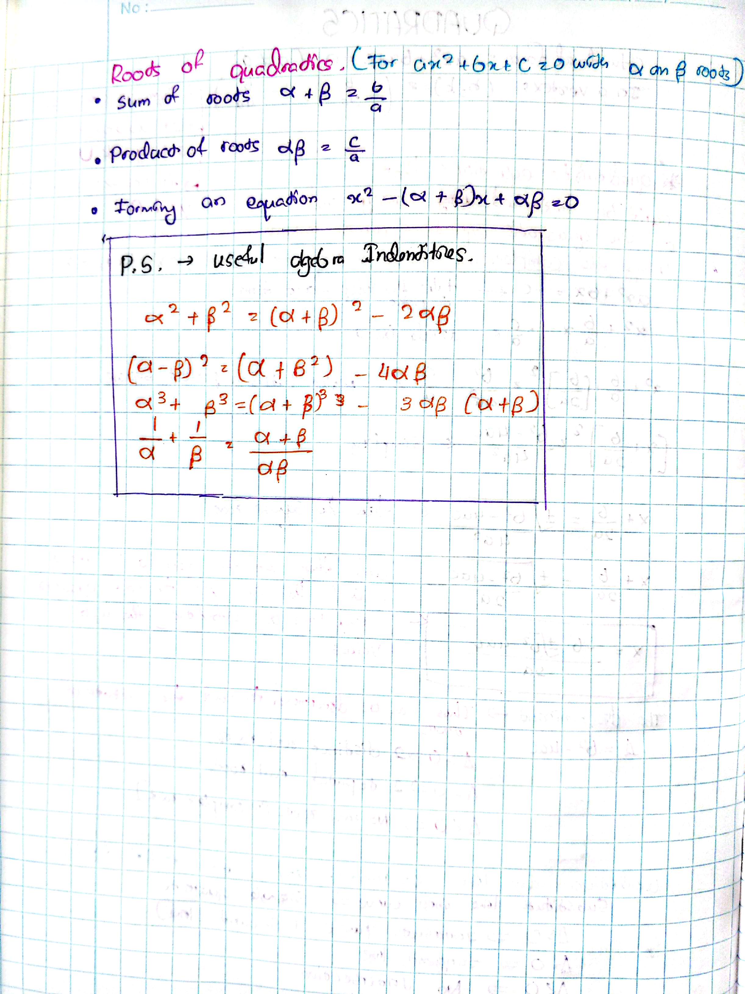 Quadratics | SHORT NOTE