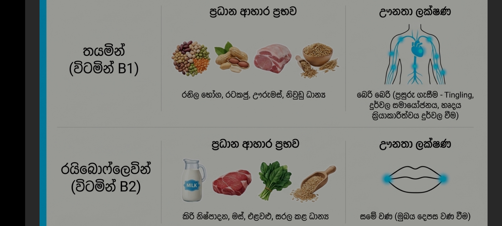 විටමින්, ආහාර ප්‍රභව හා ඌනතා ලක්ෂණ | SHORT NOTE