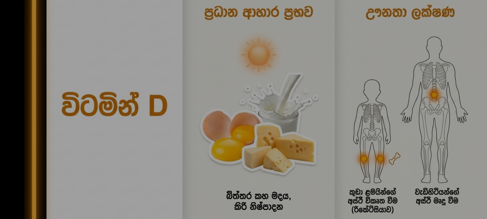 විටමින්, ආහාර ප්‍රභව හා ඌනතා ලක්ෂණ | SHORT NOTE